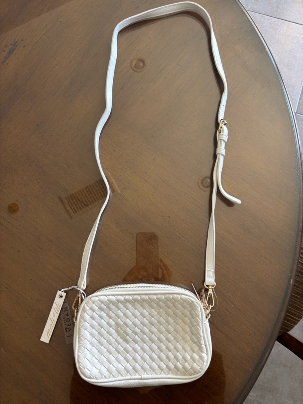 Mali + Lili Cream Woven Crossbody Bag with Adjustable Strap - Picture 2 of 11